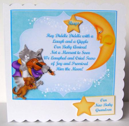 Baby Boy Announcement Card Topper & Decouapge by Margaret McCartney