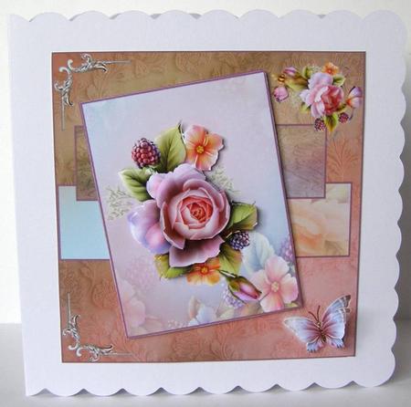 English Rose Card with Topper and Decoupage by Margaret McCartney