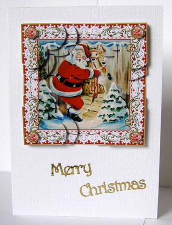 Jolly Santa & Friends Get Ready Heart Shaped Quadro Corner S by Margaret McCartney