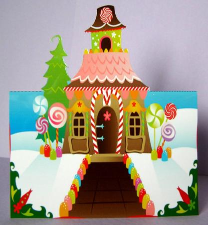 A4 Gingerbread House-over the Edge Card by Margaret McCartney