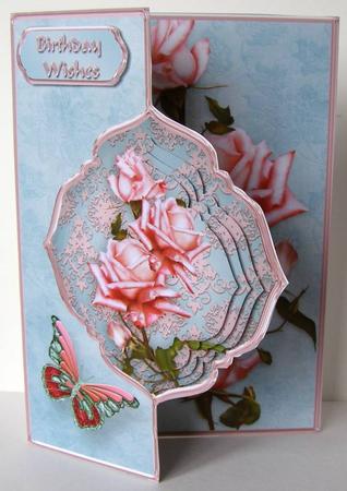 Pink Roses Offset Fold Card Mini Kit by Margaret McCartney
