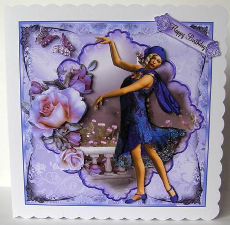 1920's Flapper Dancer in Purple Card Front by Margaret McCartney
