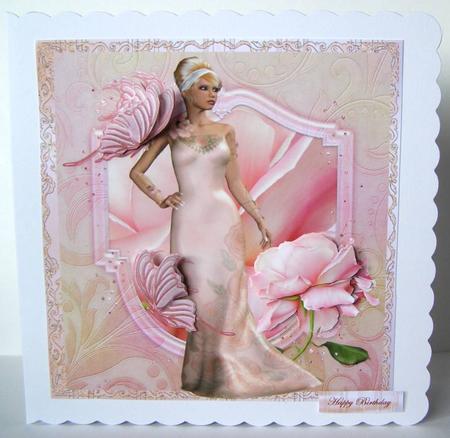 Beautiful Lady,roses and Butterflies by Margaret McCartney