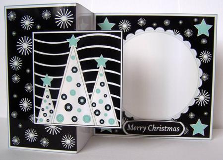 Button Silver Christmas Trees Fold Back Black by Margaret McCartney