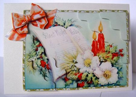 Silent Night - Corner Stacker with Decoupaged Bow by Margaret McCartney