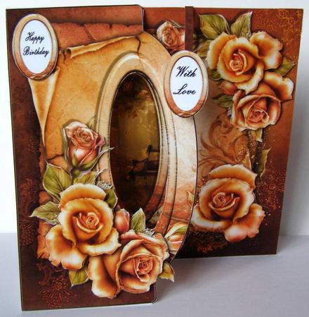 Shaped Front Free Standing Easel - Autumn Rose by Margaret McCartney