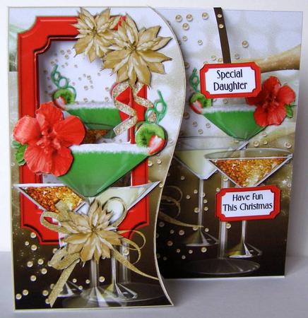 Shaped Front Free Standing Easel - Christmas Cheer Cocktail by Margaret McCartney
