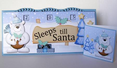 3D Xmas Polar Bear's Pud Sleeps Till Santa Countdown Card by Margaret McCartney