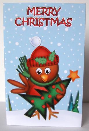 Christmas Robin Xmas Tree Lottery Wallet Card by Margaret McCartney