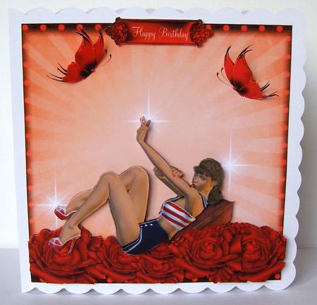 1950's Red Rose Hello Sailor Pin Up Girl by Margaret McCartney