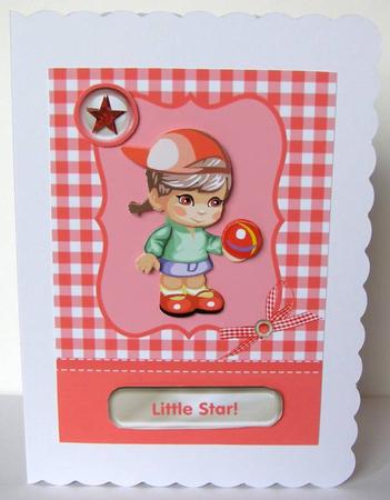 Little Girl with Ball Card Front with Decoupage by Margaret McCartney