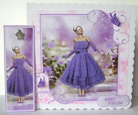 1950's Purple Ruffles and Lace Mini Kit with Bookmark by Margaret McCartney