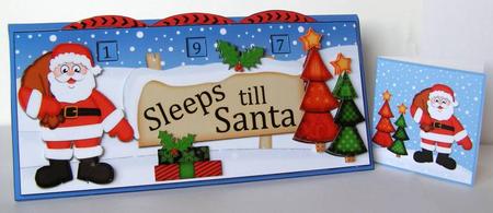 3D Xmas Santa Sleeps Till Santa Countdown Card by Margaret McCartney