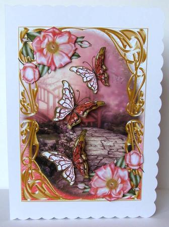 Beautiful Nouveau Flutters Card Topper by Margaret McCartney