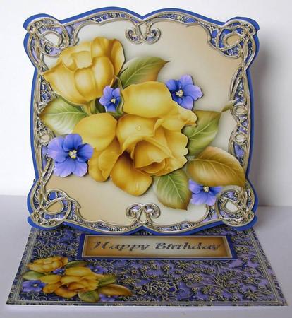 Yellow Roses Shaped Easel Card Mini Kit by Margaret McCartney