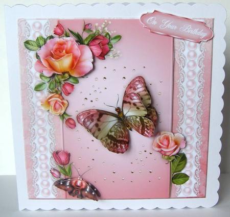 A Rose Romance 8" Square Card Mini-kit by Margaret McCartney