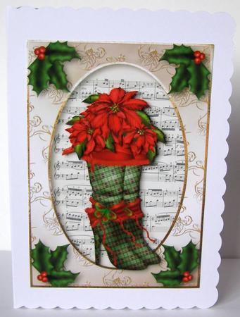 Christmas Boots Poinsettias & Holly by Margaret McCartney