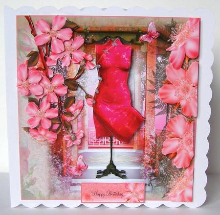 The Cerise Cheongsam Card Front Mini Kit by Margaret McCartney