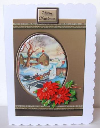 Snow Scene & Poinsettias Quick Card by Margaret McCartney