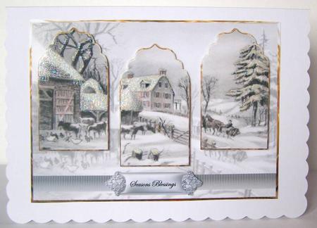Winter on the Farm at Christmas Card with Panels by Margaret McCartney