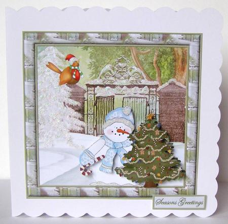 Snowman Has a Christmas Tree, with Decoupage by Margaret McCartney