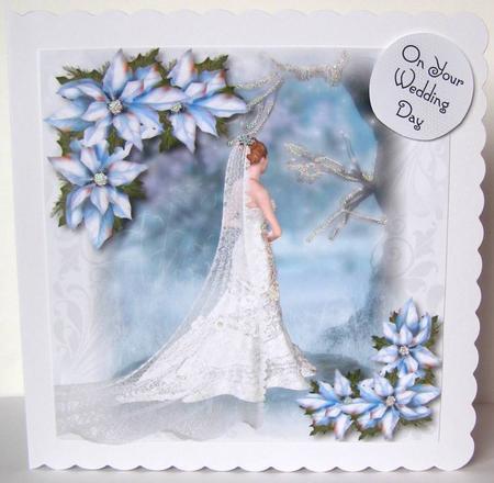 Beautiful Winter Bride & Ice Blue Poinsettias by Margaret McCartney