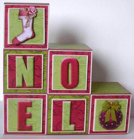 Christmas Plum Noel Blocks Card 5 Sheet Full Kit by Margaret McCartney