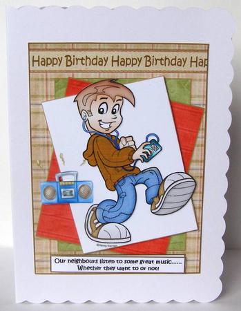Teen Boy Plays Great Music Quick Card by Margaret McCartney