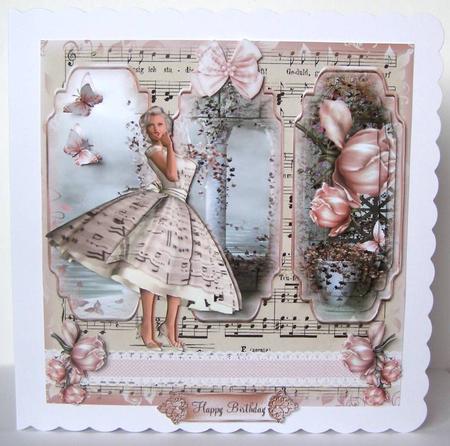 1950's Music and Roses Card Front Mini Kit by Margaret McCartney