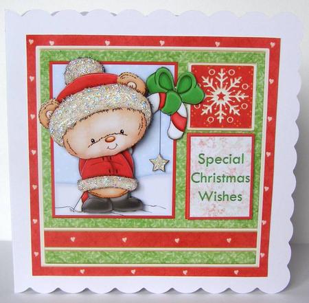 Christmas Candy Star Ted Card Topper & Decoupage by Margaret McCartney