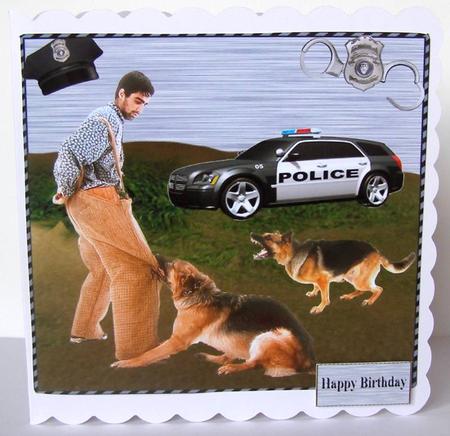 Police Dog Training Session Card Topper by Margaret McCartney