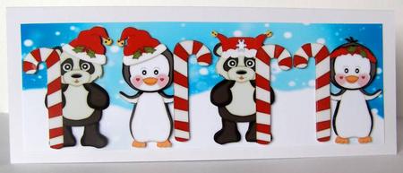 Long Dl Christmas Penguin and Pander Quick Card by Margaret McCartney