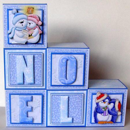 Christmas Noel Snow Blocks Card 5 Sheet Full Kit by Margaret McCartney