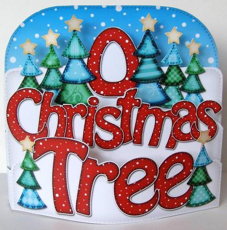 O Christmas Tree Pop Out Xmas Word Card by Margaret McCartney