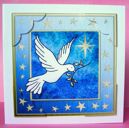 8 x 8 Xmas Dove Scalloped Corner Topper by Margaret McCartney