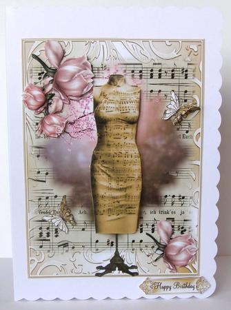 Oriental Music Dress and Roses Decoupage by Margaret McCartney