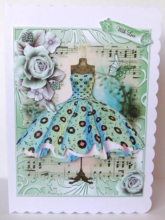 Rock and Roll in Mint Card Topper with Decoupage by Margaret McCartney
