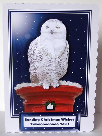 Snowy Owl Christmas Post Box Scene by Margaret McCartney