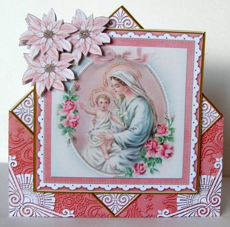 Pink Mother Mary Poinsettia Diamond Mini Card Kit by Margaret McCartney