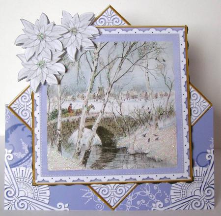 Snow Travel Blue Poinsettia Diamond Mini Card Kit by Margaret McCartney