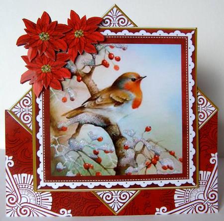 Red Robin Red Poinsettia Diamond Mini Card Kit by Margaret McCartney