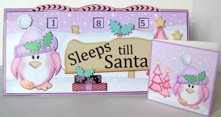3D Xmas Penguin Sleeps Till Santa Countdown Card by Margaret McCartney