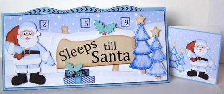 3D Xmas Santa Claus Sleeps Till Santa Countdown Card by Margaret McCartney