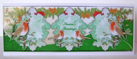 Tri-panel - Traditional Christmas Robin - Large Dl Landscape by Margaret McCartney