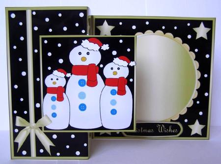 Snowman Family Fold Back Black by Margaret McCartney