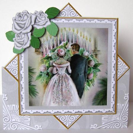 Wedding Couple Silver Rose Diamond Mini Card Kit by Margaret McCartney