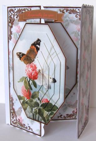 Beautiful Painted Butterflies & Flowers A5 Gate Fold Card by Margaret McCartney