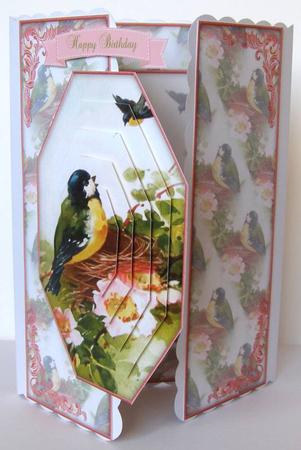 Beautiful Vintage Painted Birds A5 Gate Fold Card Mini Kit by Margaret McCartney