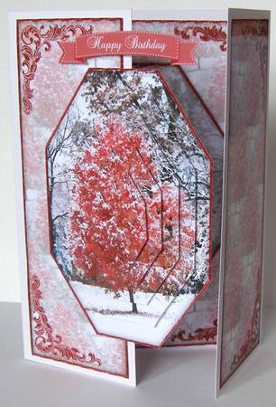 Beautiful Painted Winter Woods A5 Gate Fold Card Mini Kit by Margaret McCartney