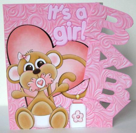Lovely Baby Monkey Baby Card by Margaret McCartney